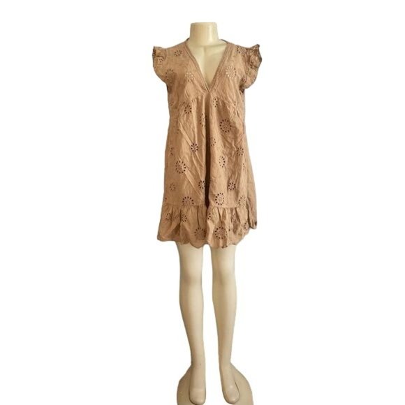 NWT Summer Mini Dress by Acuarela Size L V Neck Eyelet made in Italy Large new. - Picture 4 of 8
